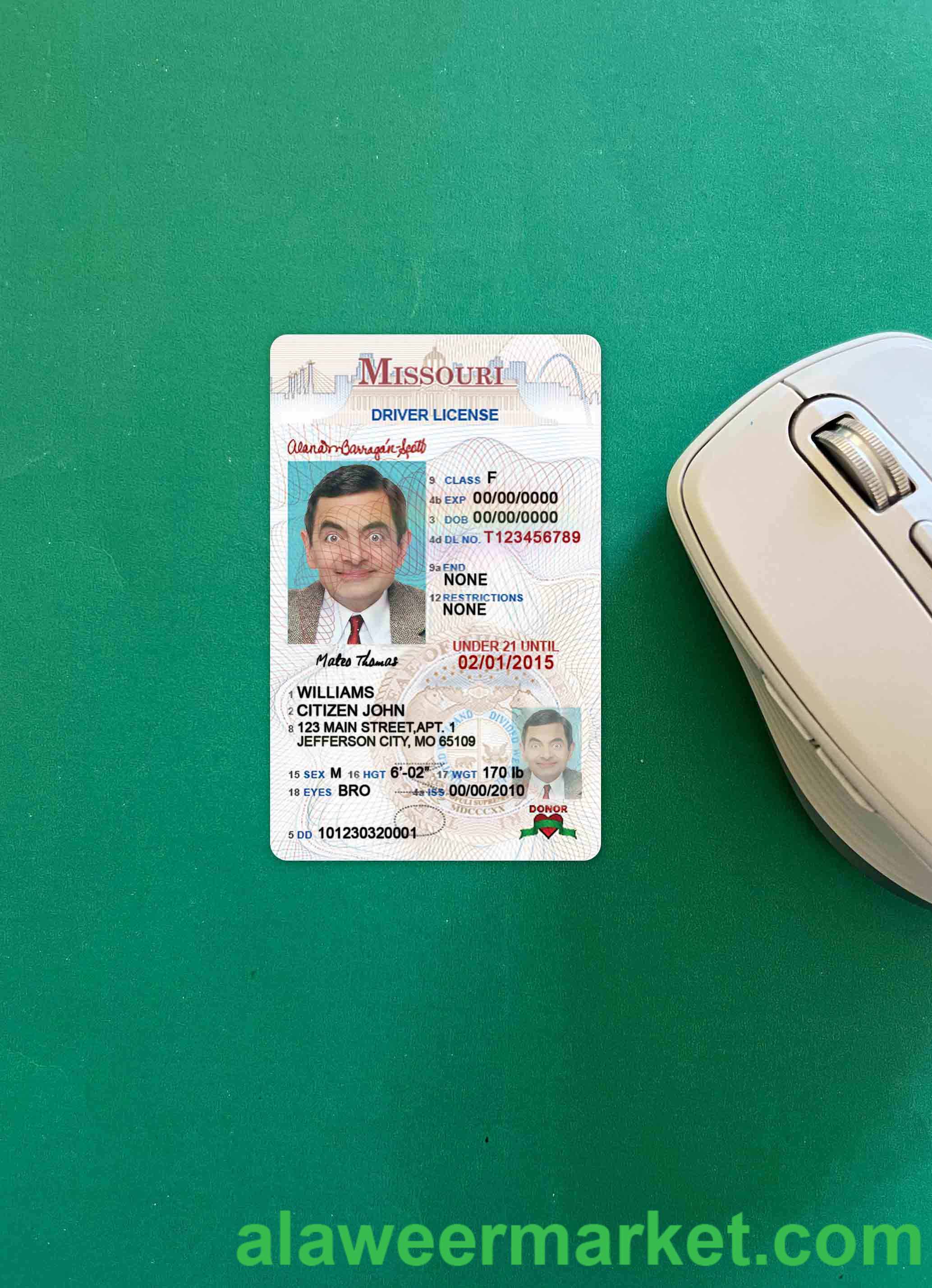 USA Missouri driving license under 21 photolook FRONT